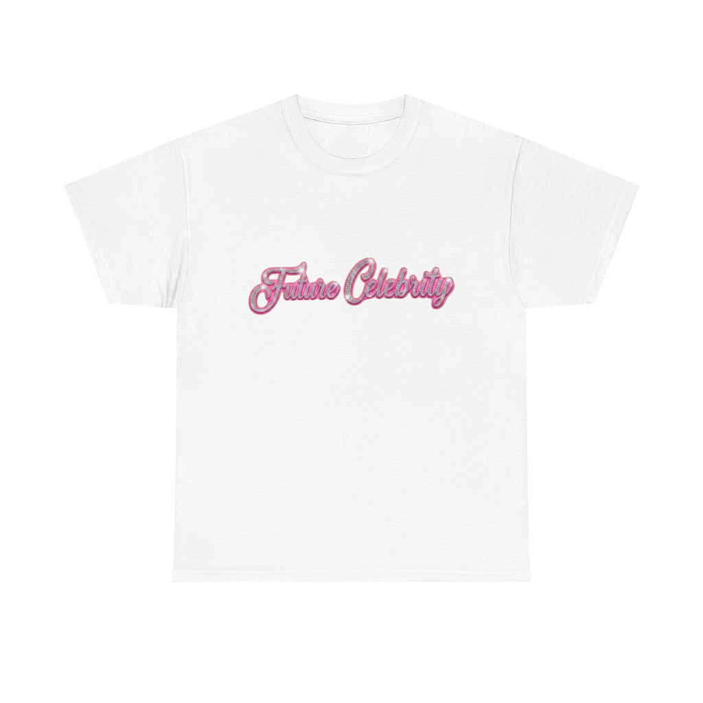Future Celebrity T-Shirt — Pink Script Graphic Tee for Aspiring Stars